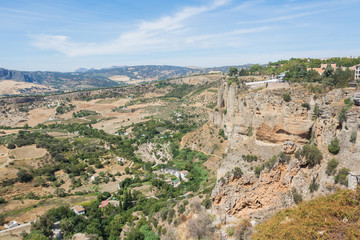 Fototapeta na wymiar View on the rocks of the city of Ronda