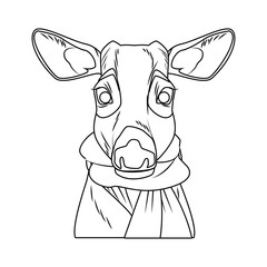 Cute reindeer with scarf cartoon