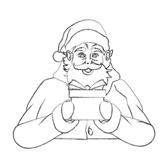 Santa claus with gift box cartoon