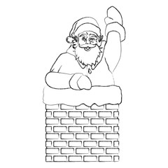 Santa claus in chimney pop art cartoon