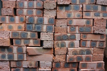 Stacks of bricks at construction site