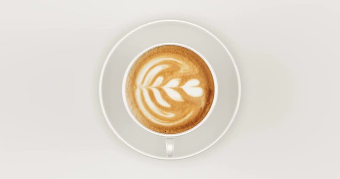 Cappuccino in a cup rotating