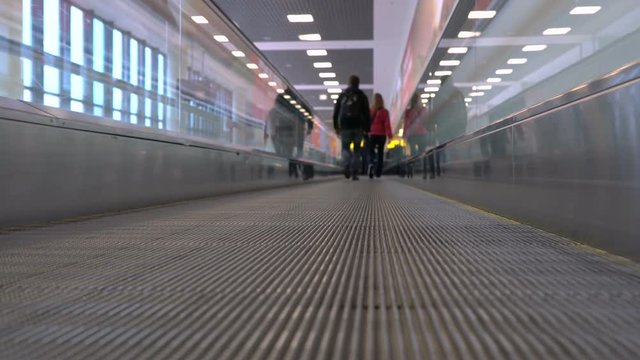 moving on walkalator in Sheremetyevo aiport terminal D.