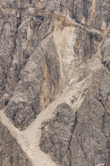 recent landslide in a dolomites wall in Italy