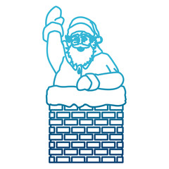 Santa claus in chimney pop art cartoon