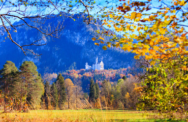 Neuschwanstein Castle in Autumn - obrazy, fototapety, plakaty
