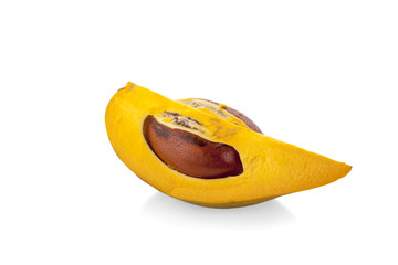 Egg fruit, Canistel, Yellow Sapote (Pouteria campechiana (Kunth) Baehni) on white background
