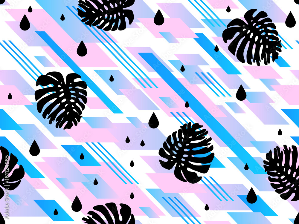 Poster seamless geometric pattern in retro 80s 90s style. doodle geometric shapes. abstract vector retro me