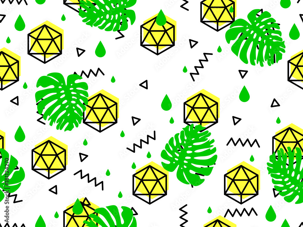 Poster seamless geometric pattern in retro 80s 90s style. doodle geometric shapes. abstract vector retro me