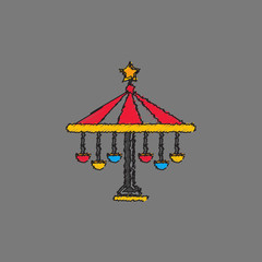 Amusement park circus attraction vector illustration in Hatching style