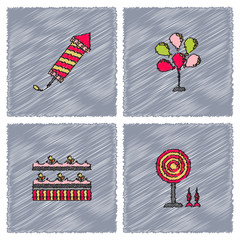 Circus Icons collection in Hatching style