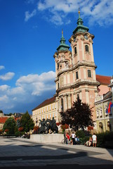 Catholic church on Dobo square in Eger city