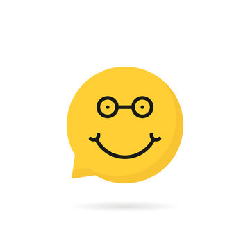 nerdy emoji speech bubble logo
