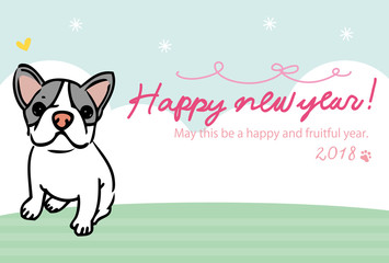 犬　年賀状　デザイン　イラスト
