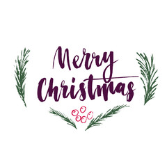 Merry Christmas vector text Calligraphic Lettering design card template.