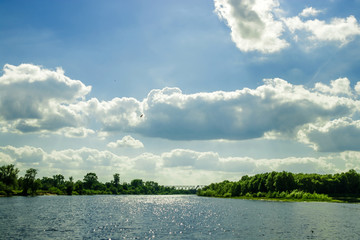 Panoramic view of Indian railway bridge across the river Zuari in Goa, India