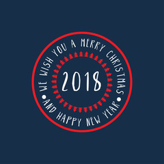 Art stamp for holiday theme with lettering and quote Merry Christmas and Happy New Year. Vector illustration