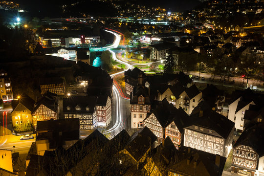 dillenburg germany from above in the evening