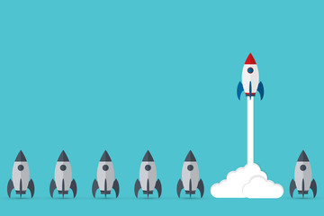 Obraz premium Think differently - Being different, taking risky, move for success in life -The graphic of rocket also represents the concept of courage, enterprise, confidence, belief, fearless, daring,