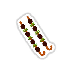 meat kebab grilled,mutton, steaks on skewers, picnic with grilled meal sticker