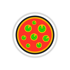 Pizza.Vector illustration. simple pizza icon top view sticker