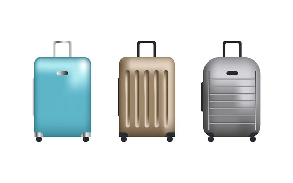 Set of clip art suitcases, vector