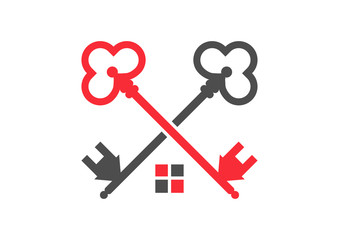 Cross Key House with Window Logo Design