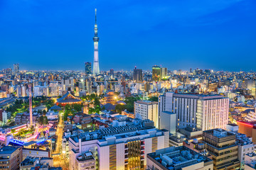 Obraz premium Tokio, Japonia panoramę nad Asakusa.