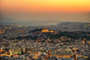 Fototapeta na wymiar Acropolis Sunset over Athens, Greece