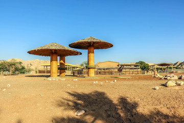 Fototapeta na wymiar outdoor huts in desert