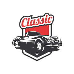 Classic car illustration, Classic Car Logo Badge