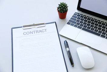 contract papers on desk in the modern office