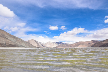 Shore of Pangong Lake in Leh, Ladakh, India.