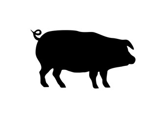 Black Animal Pig Illustration Logo Silhouette