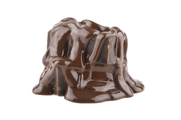 chocolate candies in liquid chocolate background