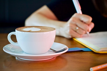 Coffee cup hot breakfast in the morning 