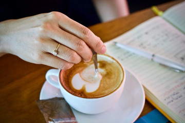 Coffee cup hot breakfast in the morning 