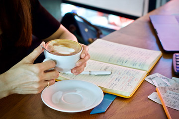 Coffee cup hot breakfast in the morning 