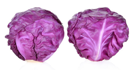 Purple cabbage isolated on white background