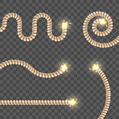 Set of burning fuse on a transparent background