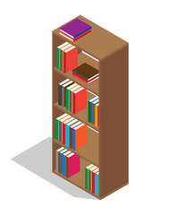 Wooden Bookcase Full of Textbooks Illustration