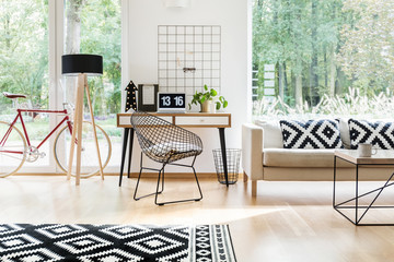 Diamond chair at wooden desk