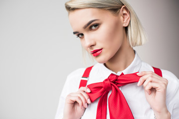 stylish girl with red bow