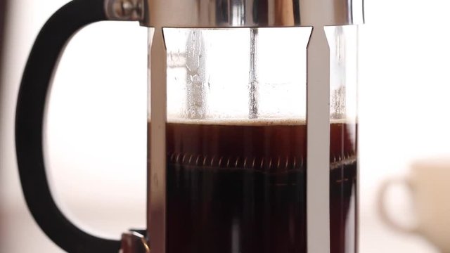 French press coffee brewing