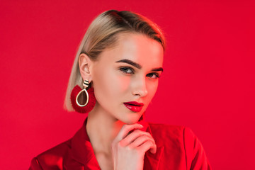 attractive fashionable girl in earrings
