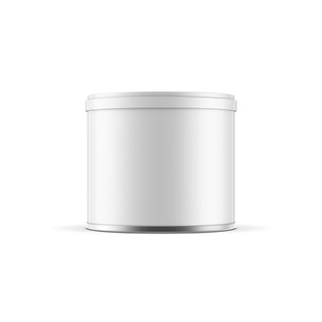 Small Blank Metal Tin Can Packaging Mockup For Peanut Or Coffee, 3d Rendering