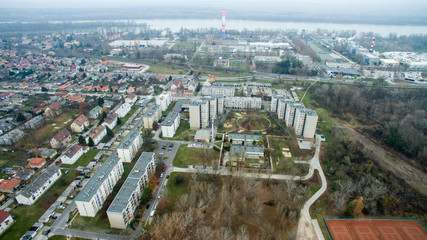 Nyergesújfalu and surrounding areas, birdseye view
