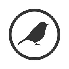 Bird icon, black isolated on white background, vector illustration.