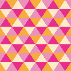 geometric seamless pattern of triangles in pink and yellow