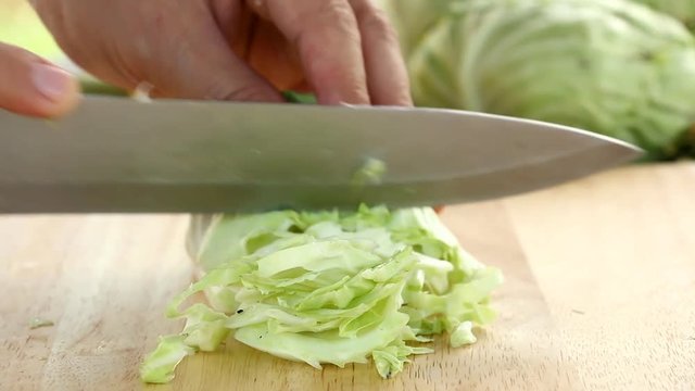 chopping  cabbage  on board